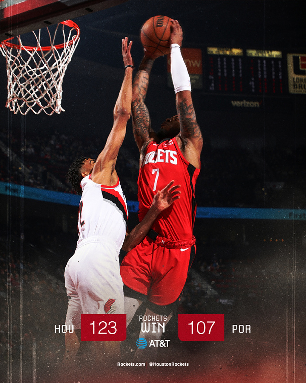 火箭大胜开拓者，取得五连胜